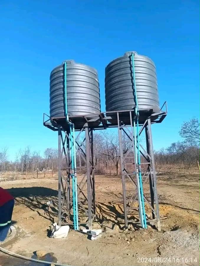 Raised water tanks installed at a customer site