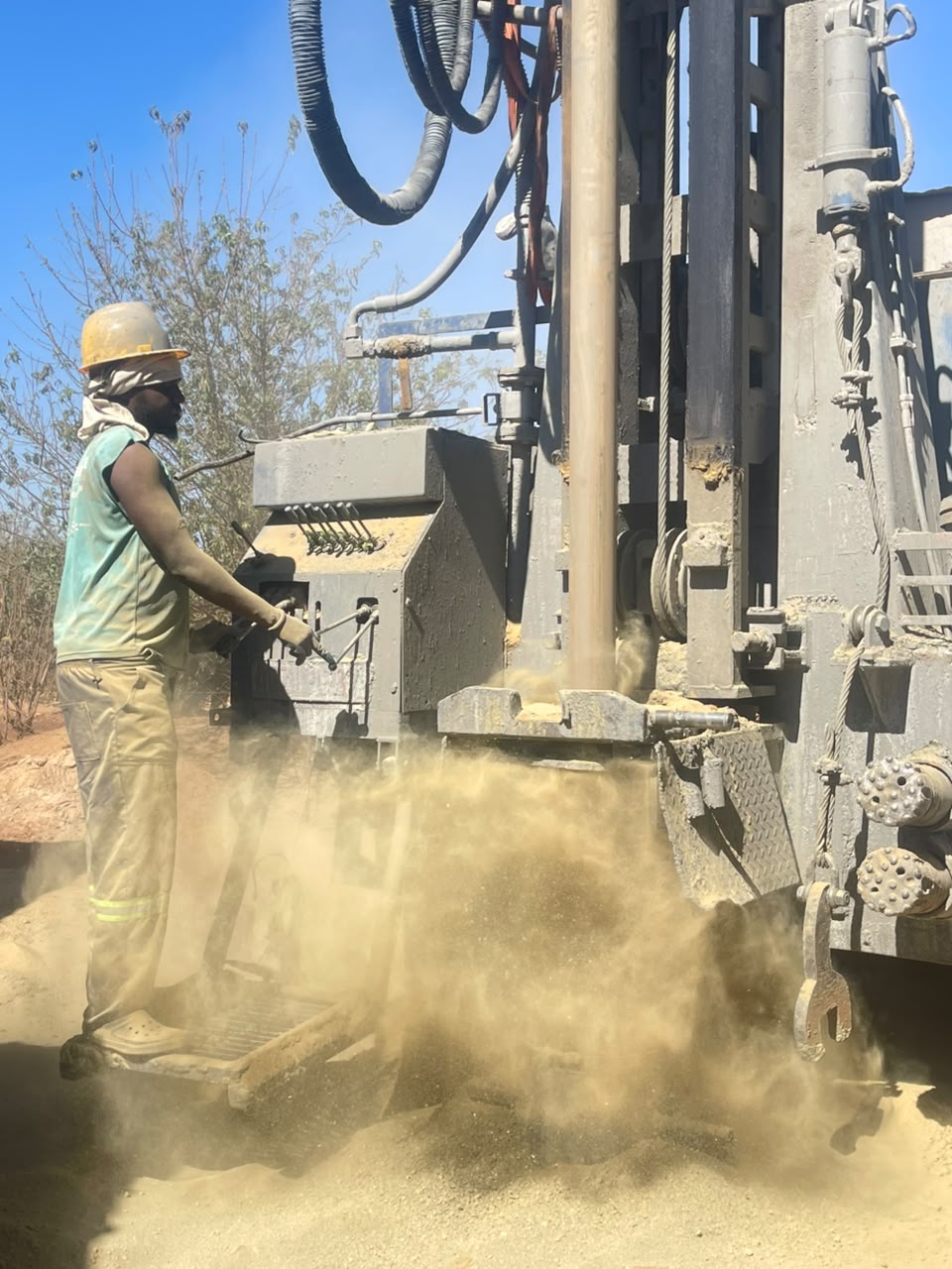 Sky Waters drilling professional operating a borehole rig