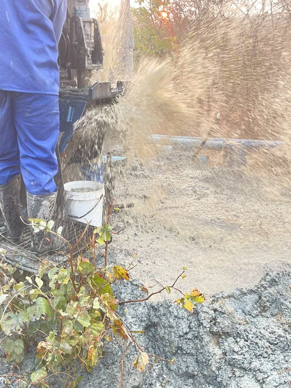 Sky Waters team member monitoring a borehole water test